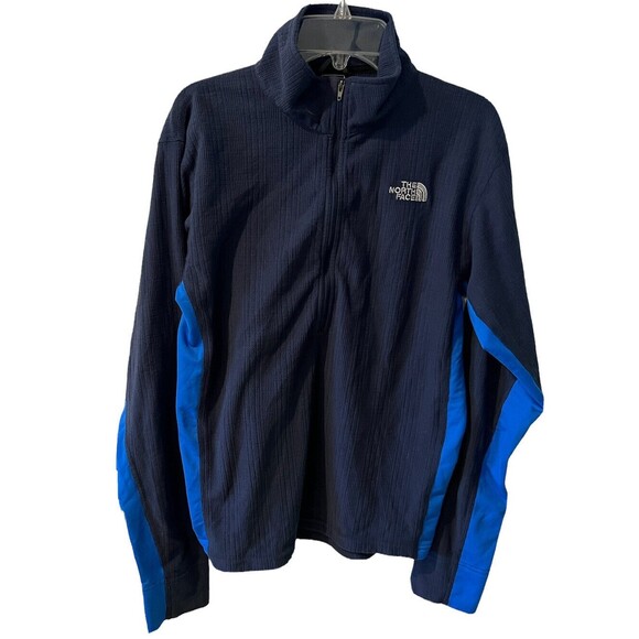 The North Face Jacket Mens S Blue Ribbed Fleece Zip Up 2 Tone Textured gorpcore - Picture 1 of 9